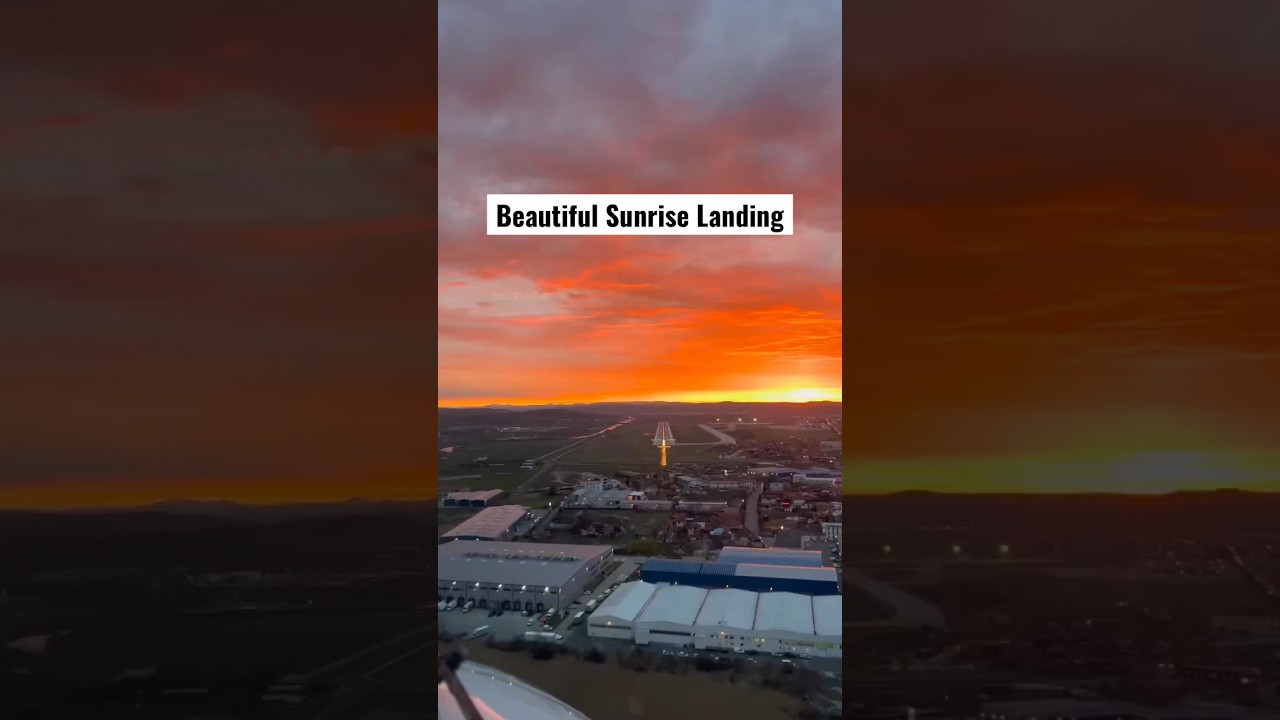 Sunrise Landing! Airplane Lands #shorts #aviation