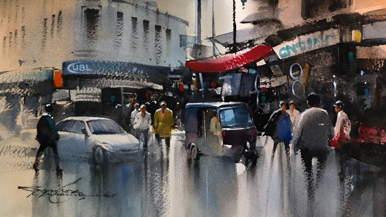 Capturing Street Reflections in Watercolor | Step by Step 
