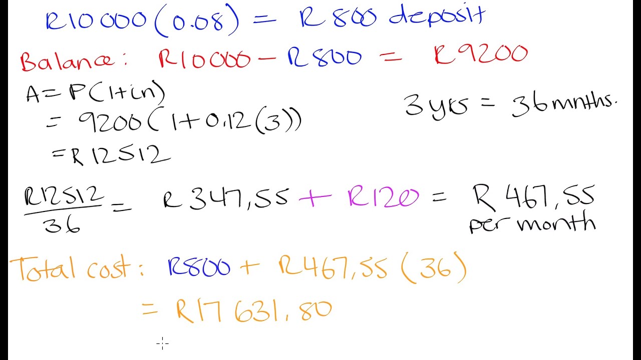 Grade 10 Math: Hire purchase agreements practice | Finance & Growth