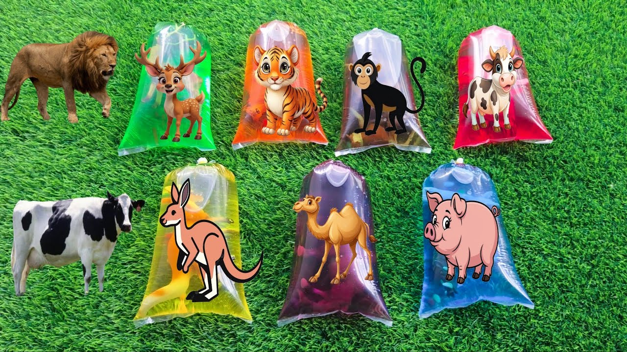 Long Slide Game with Cow Elephant Gorilla Hippopotamus Tiger 3d Animal Game Funny 3d Animals