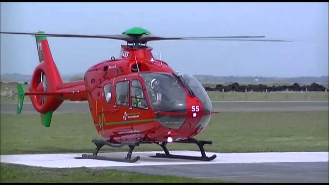 Wales Air Ambulance (G-WASS) Take Off from Caernarfon Airport Base