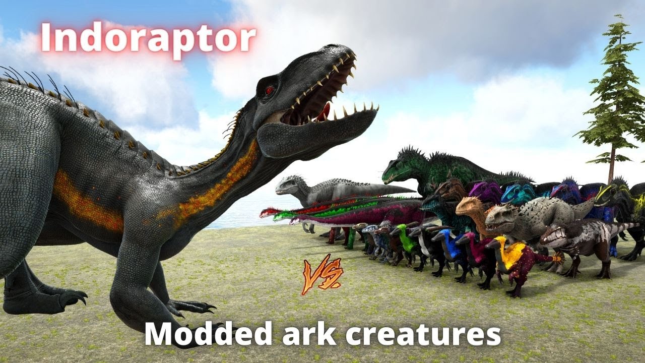 Indoraptor modded ark battle (Acro,SavageAcro,Indominus,...)