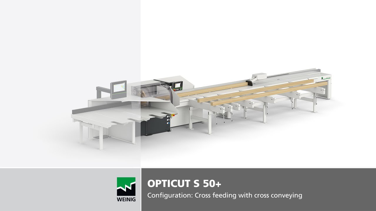 Pushfeed saw OptiCut S 50+ | Configuration cross feeding with cross-conveying