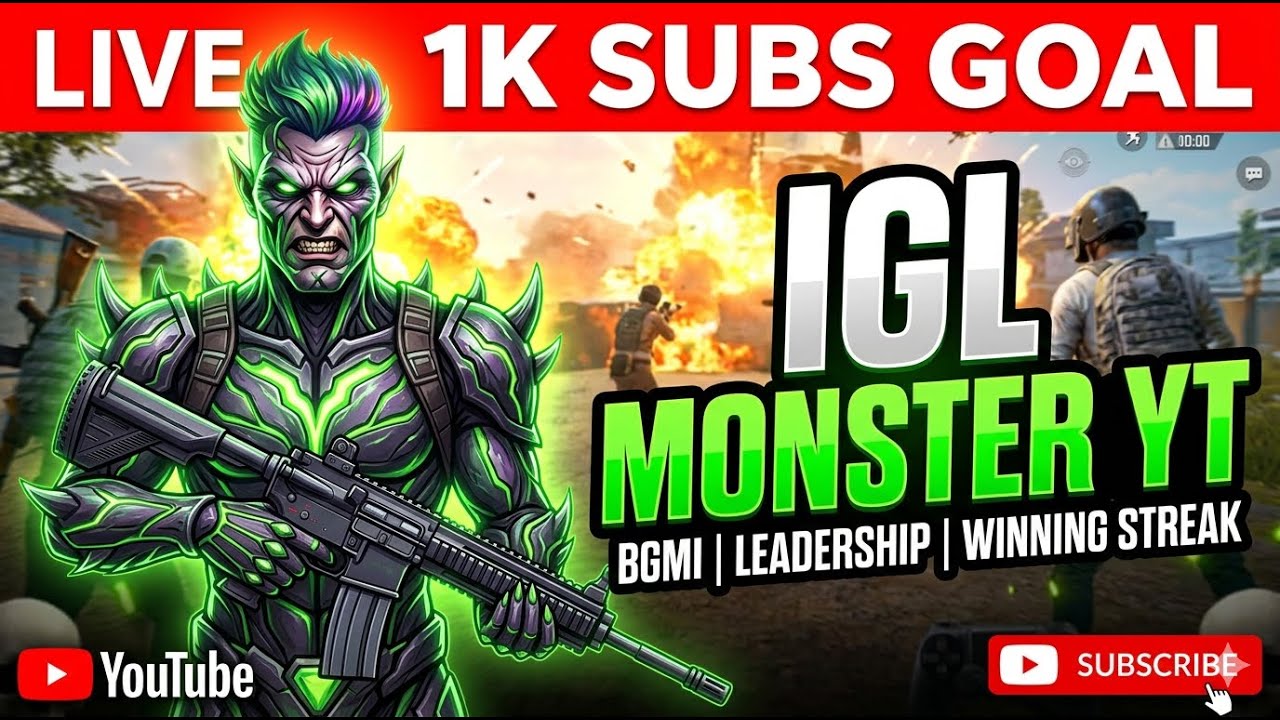 IGL MONSTER YT IS LIVE | BGMI LIVE STREAM | LETS GO FOR 1K SUBS #IGLMONSTERYT  #IGYT #SHARRANYT