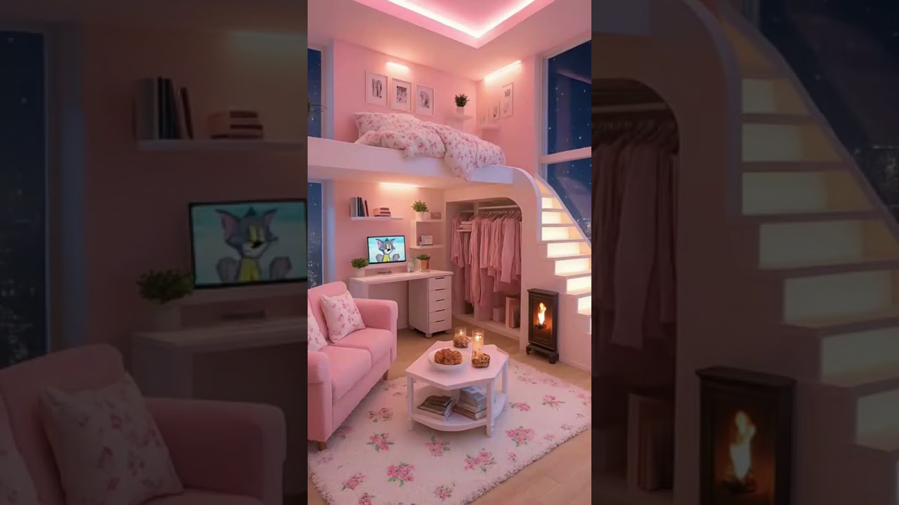 🌸 Dreamy Pink Loft Room Tour | Cozy Aesthetic Vibes ✨📝