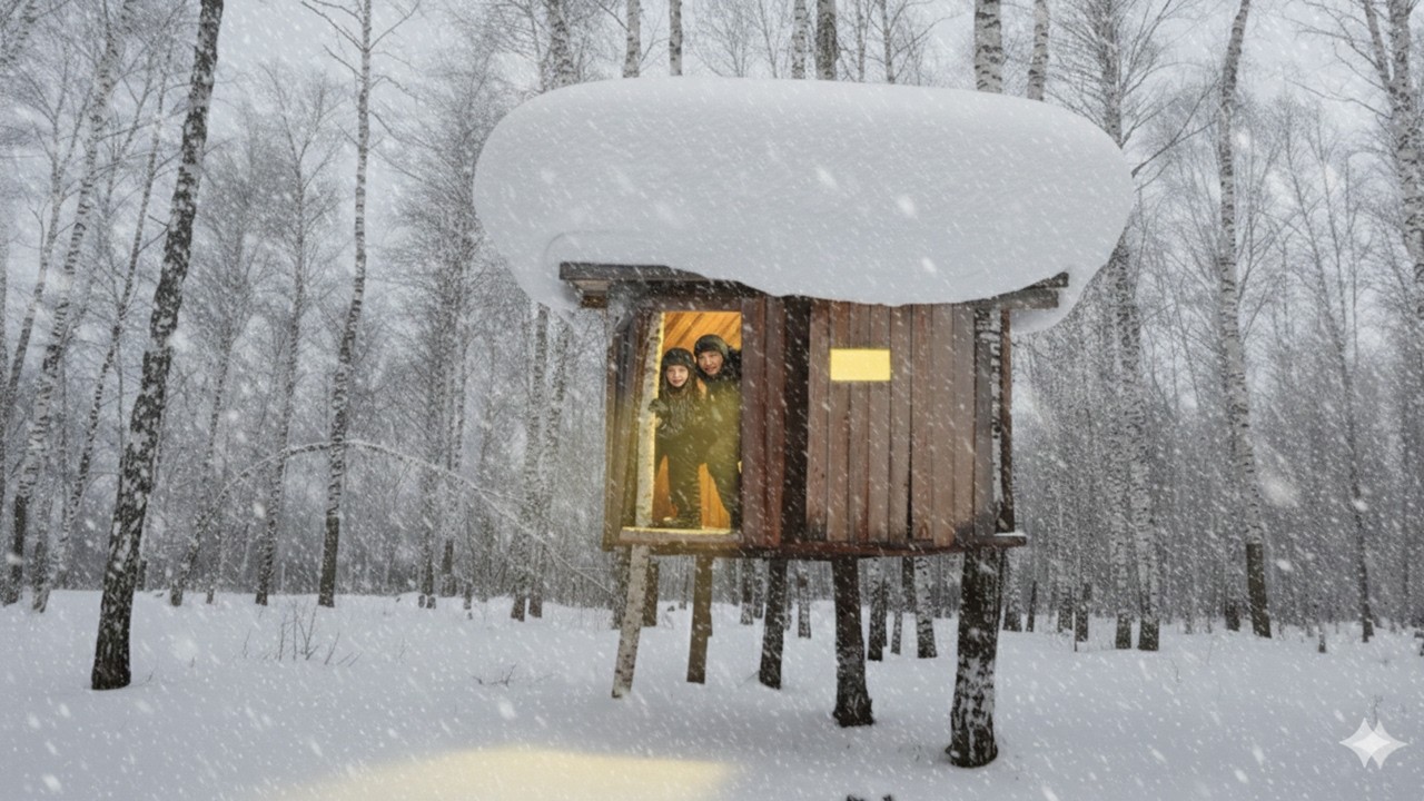TRAPPED in -30°F BLIZZARD: Survived in A TREEHOUSE in the middle of A BLIZZARD!