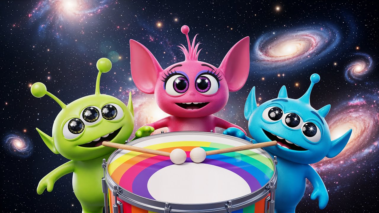 Boom Boom Weltraum-Trommeln 👽🥁 | Lustiges 3D-Kinderlied