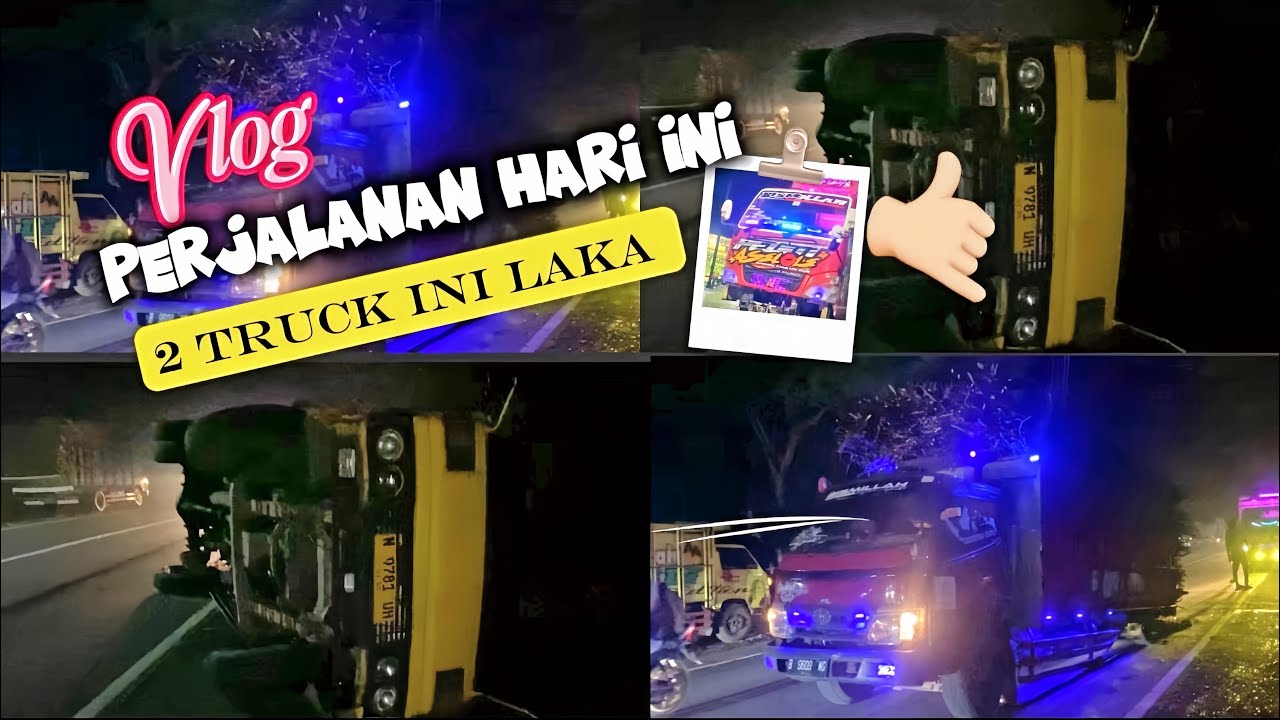 Perjalanan muat tebu dari jember ke malang,2 truck muatan tebu laka dan alhamdulillah sopir selamat 