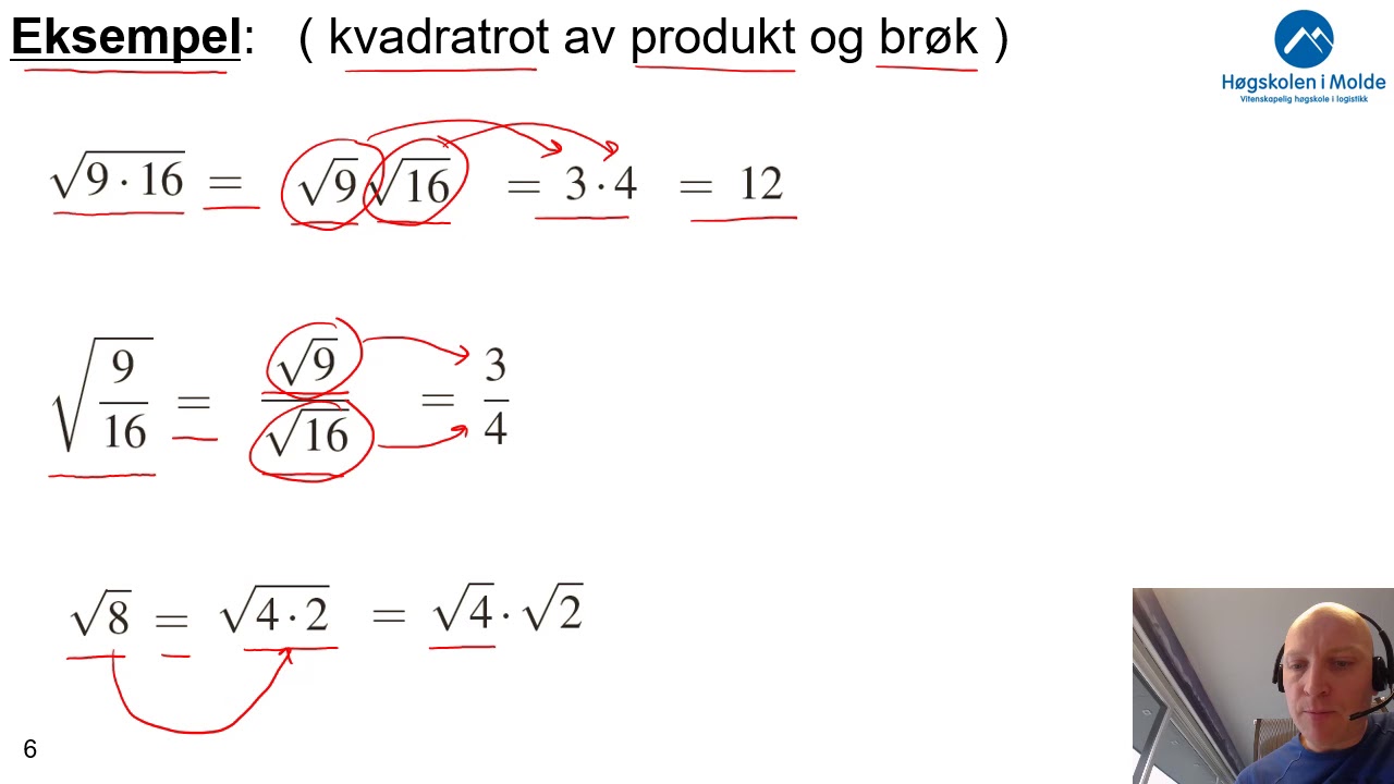 Uke 2.4b Kvadratrot med produkt og brøk