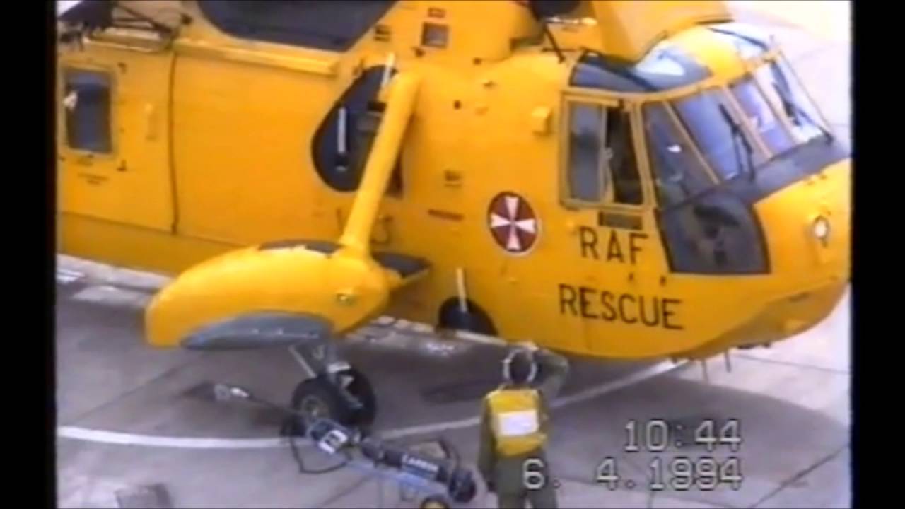RAF SAR Sea King at A Flt 22 Sqn Chivenor take off 1994
