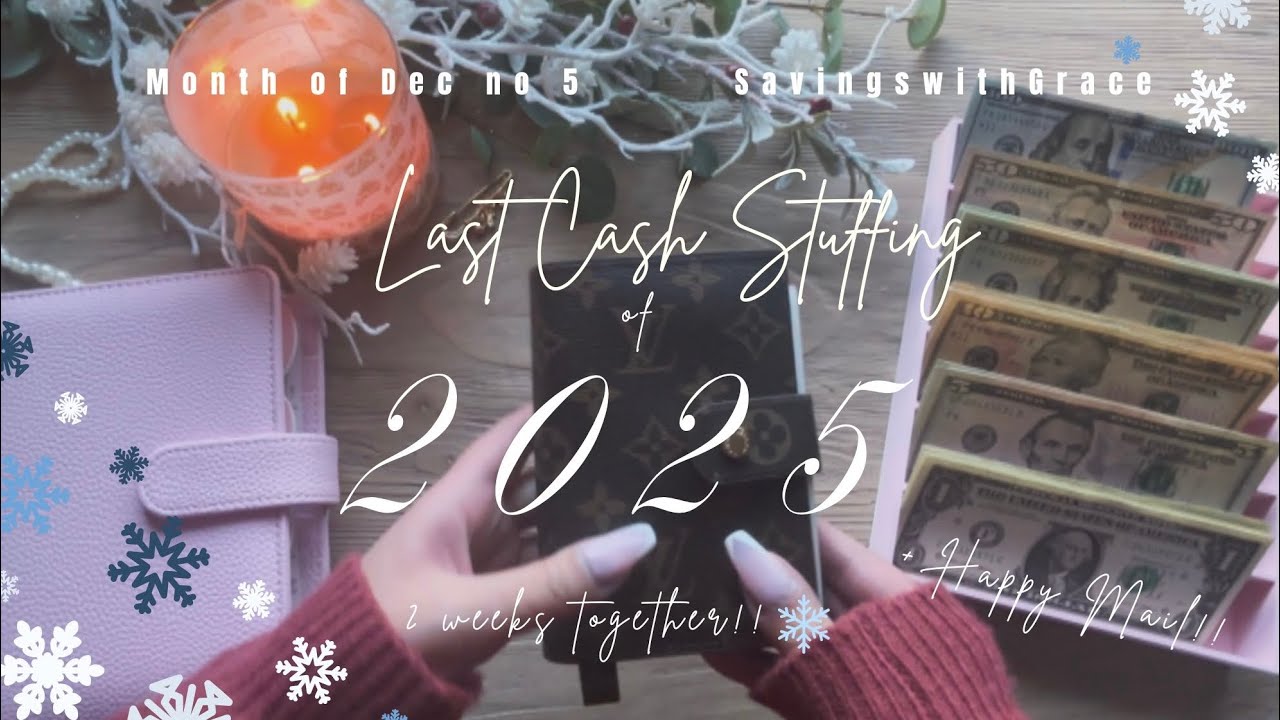 CASH STUFFING + Happy Mail!! 🥰 2 weeks into 1 | Last Stuffing of 2025!! #cashbudgeter #money 