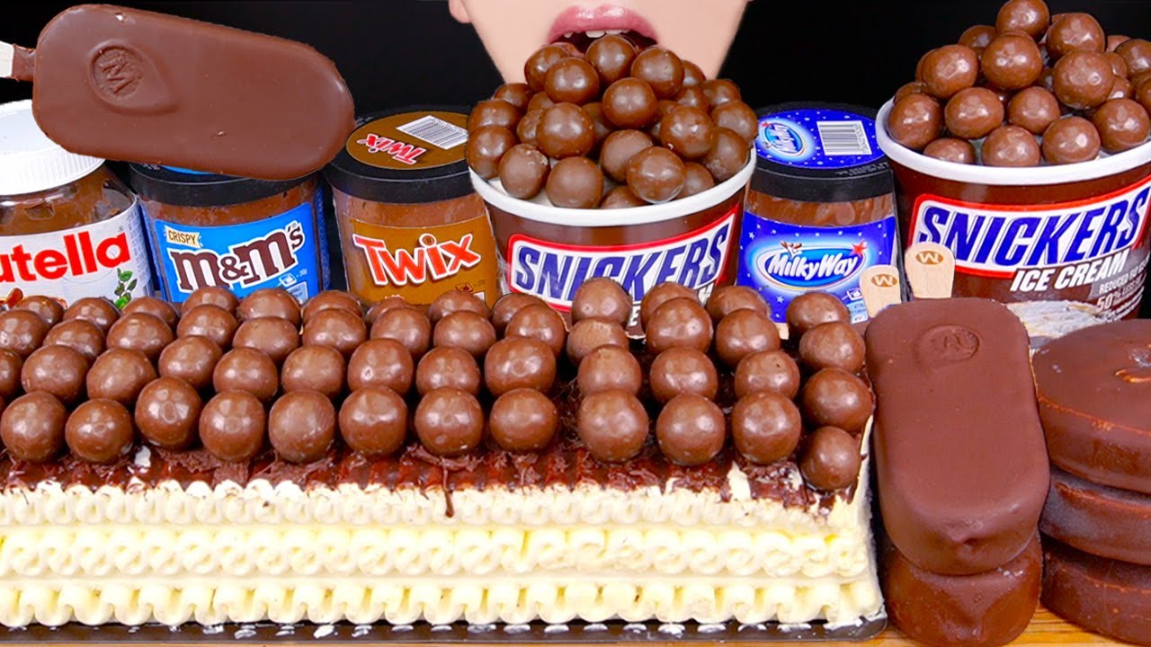 ASMR MALTESERS MAGNUM CHOCOLATE ICE CREAM TWIX NUTELLA DESSERT MUKBANG 먹방 チョコレート 咀嚼音 EATING SOUNDS