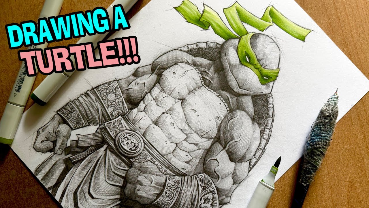 Drawing A TURTLE! Also - Testing A Flexispot Chair! #tmnt