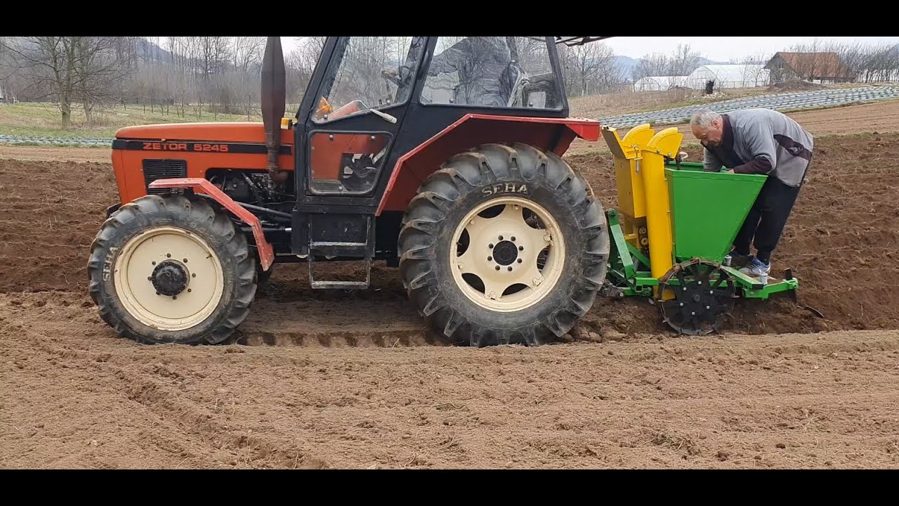 Zetor 5245 - Naše prvo sijanje krompira novom siječicom (2021)