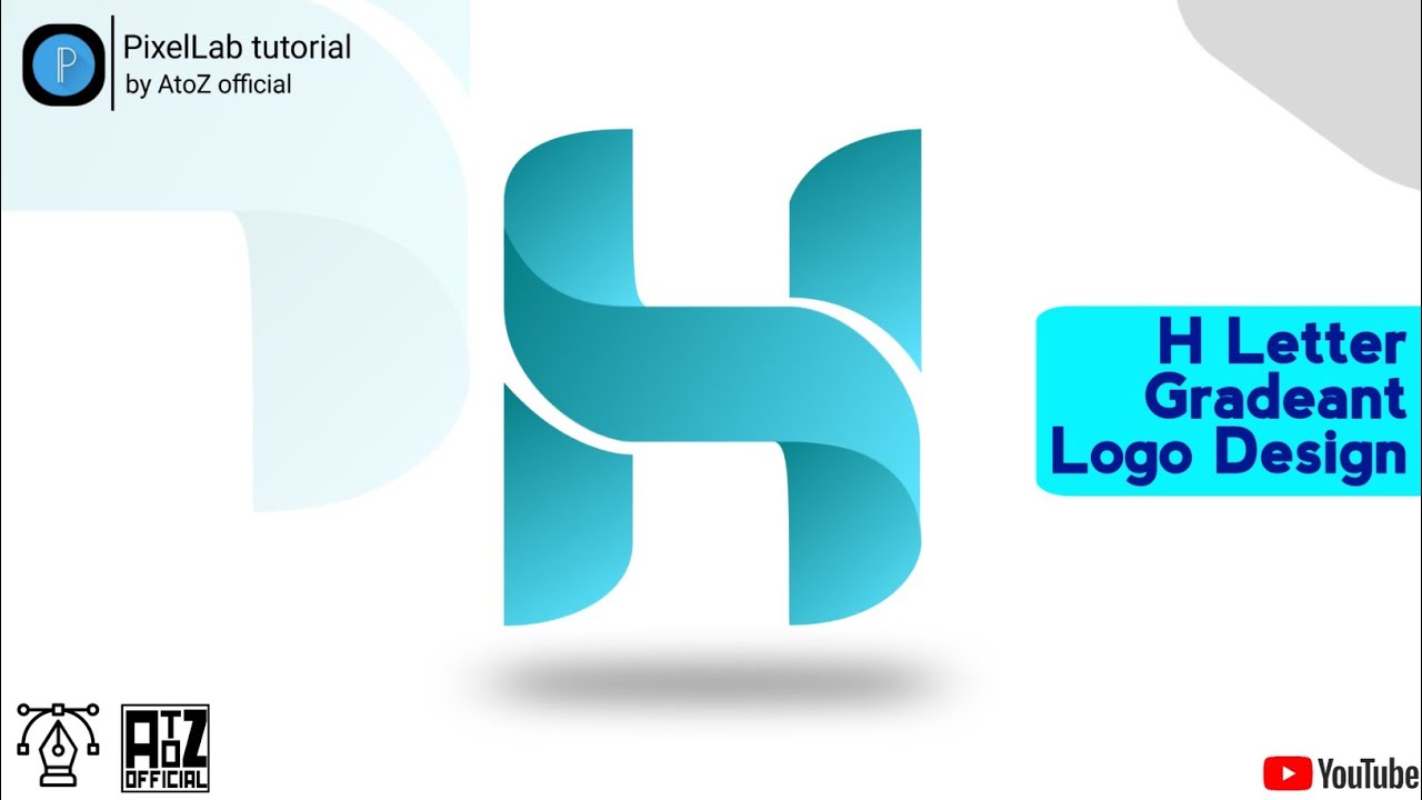 Modern Letter H Gradient Logo Design || PixelLab Bezier Tool Tutorial || AtoZ official