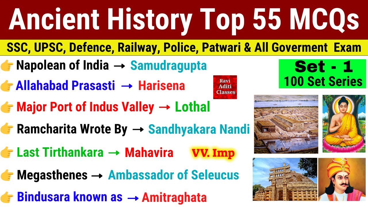 Ancient History Top 55 Gk Questions | Set 1 | History important MCQ | Ancient History Marathon ssc