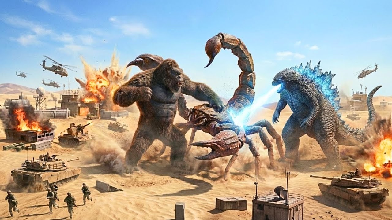 King Kong and Godzilla vs. The Sandstorm Scorpion: Desert Base Destruction in the Middle East
