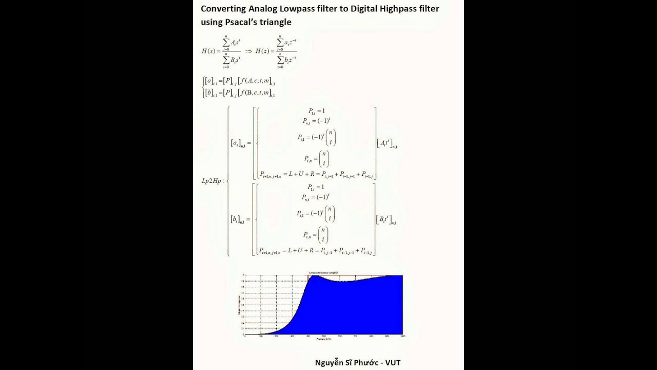 Converting Analog Filter to Digital Filter Using Pascal's Triangle