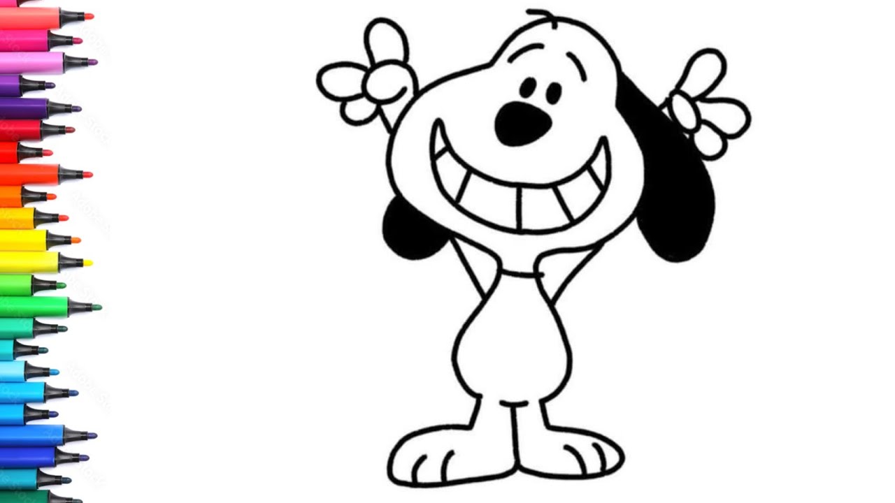 Happy Snoopy Drawing, Painting & Colouring for Kids and Toddlers_ Child Art | Snoopy 