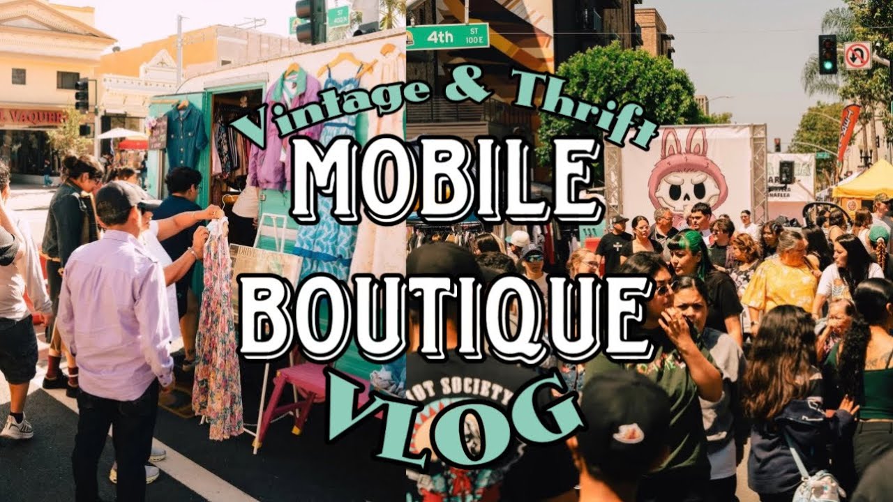 Thrift Mobile Boutique Vintage Trailer Pop-up Vendor Booth Set-up// DTSA Art Walk and Santa Ana Flea