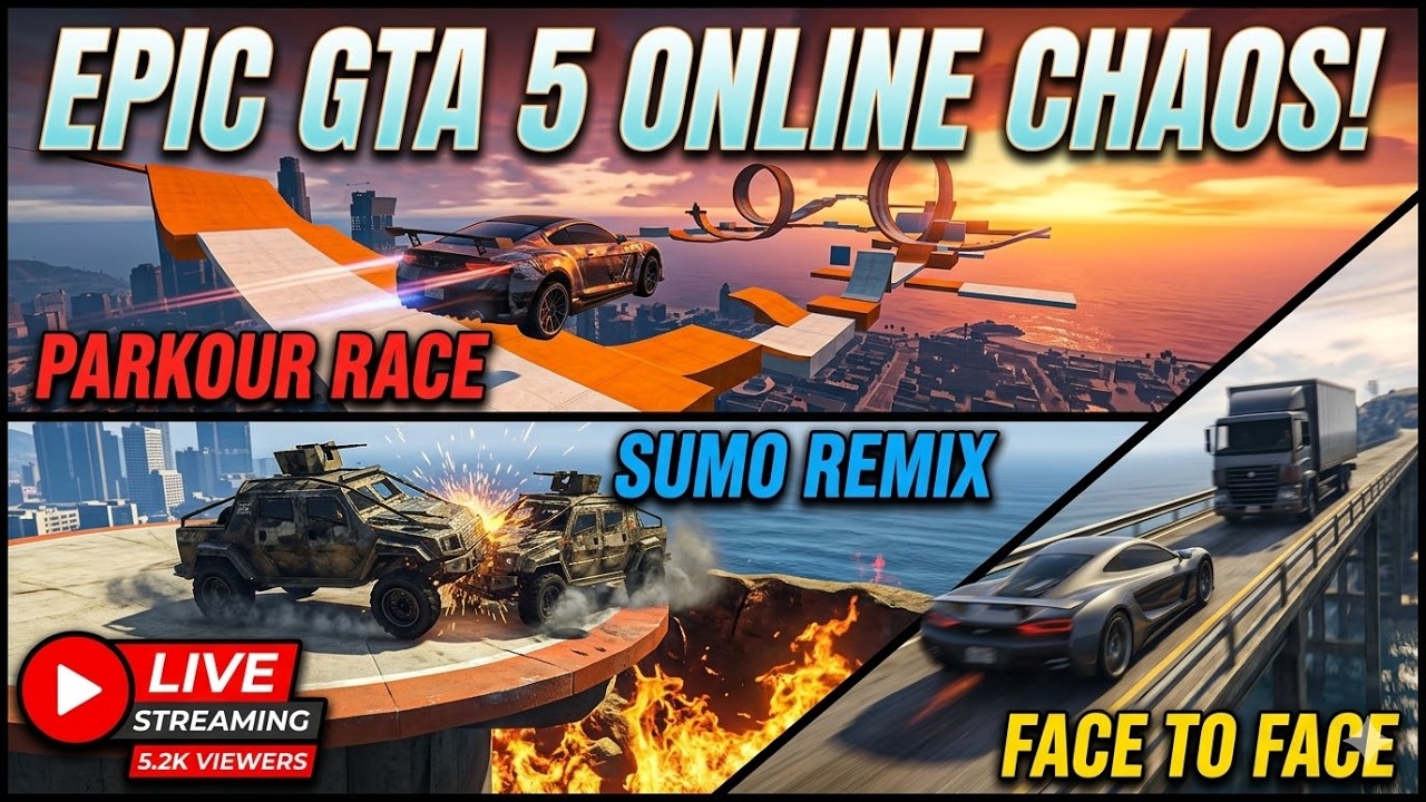 🔴 GTA 5 Online Live: EPIC Parkour, Sumo Remix & Face to Face! 🚗(Bengali/Hindi)