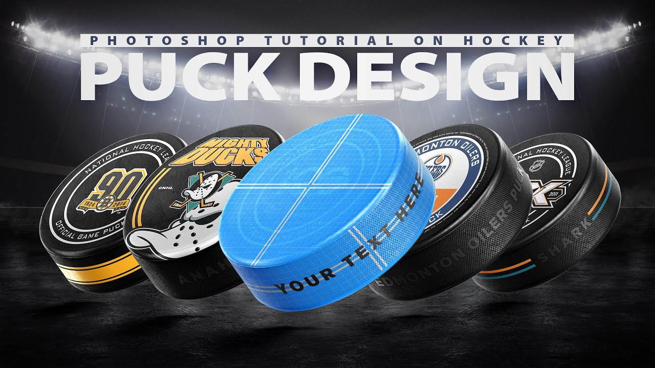 Hockey puck design tutorial using Sports templates mockup