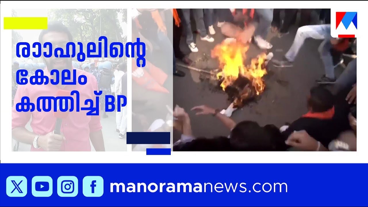 എഐ ഉച്ചകോടിയിലെ പ്രതിഷേധം; രാഹുൽ ഗാന്ധിയുടെ കോലം കത്തിച്ച് ബിജെപി | Rahul Gandhi | BJP