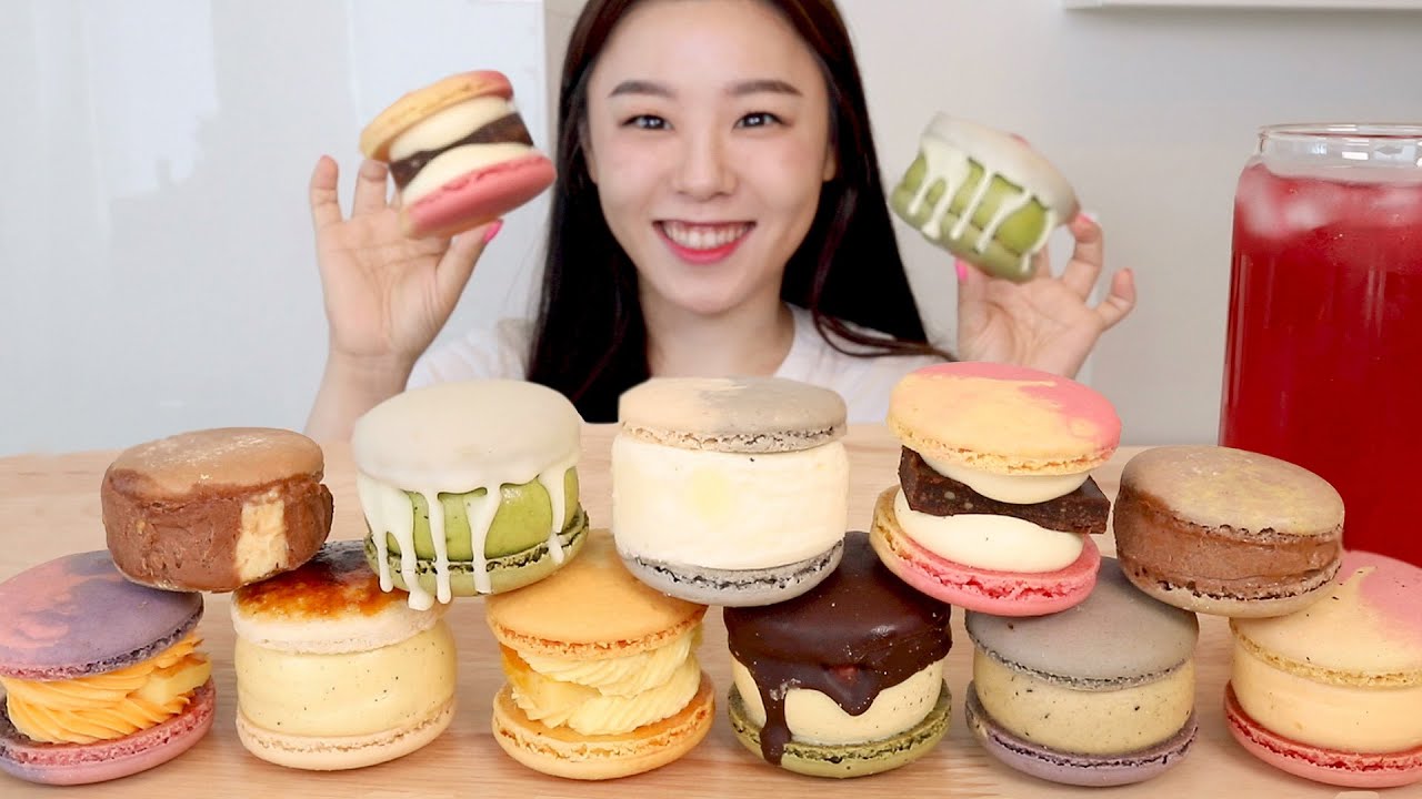 SUB) ASMR Макароны Мукбанг 🍬 Гигант Жирный макарон Десерт ❤️ Кремовый хлеб Шоколад Зеленый чай