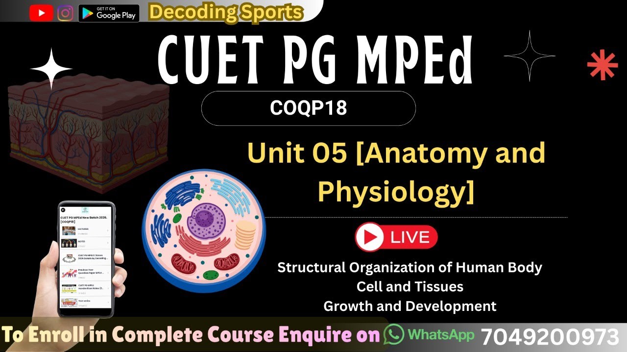 CUET PG MPED 2026 | Unit 05 Anatomy & Physiology | COQP18 | LIVE Class
