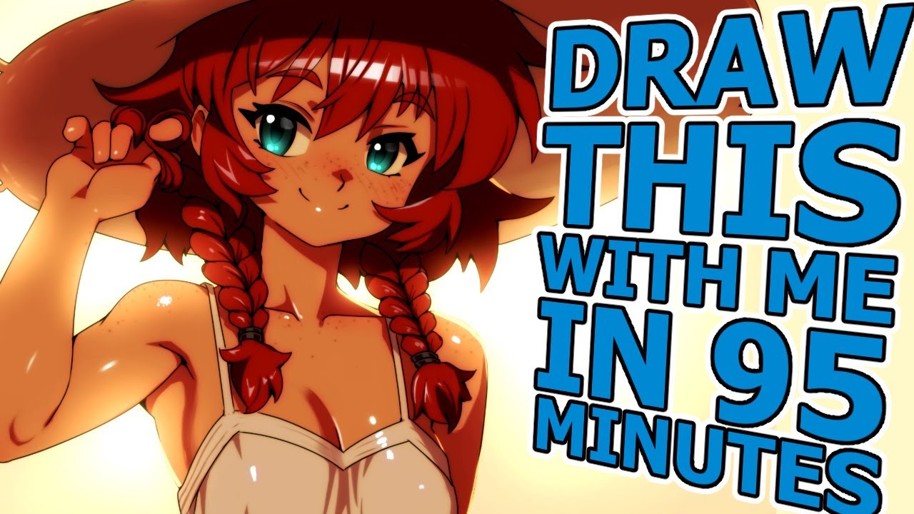 95 Minute Summer Anime Girl Real-time Draw Along, Full Process explained