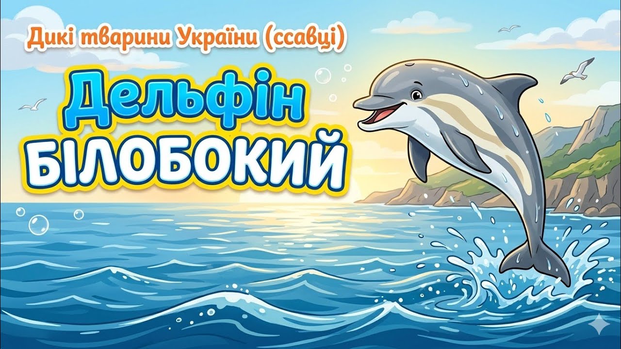 ДЕЛЬФІН БІЛОБОКИЙ /  Дикі тварини України (ссавці) / Ольга Власова #дітям #дітямпротварин #длядітей