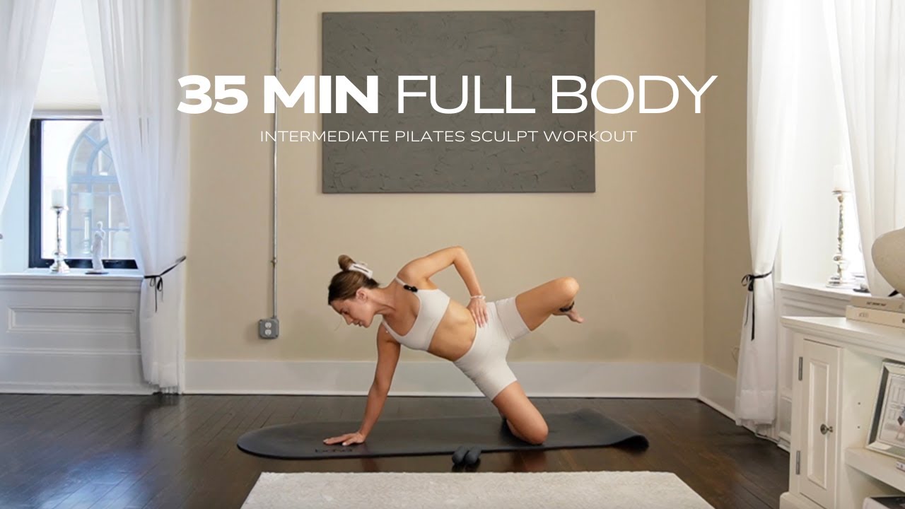 35 MIN FULL BODY PILATES WORKOUT WITH ANKLE WEIGHTS & DUMBBELLS | full body home workout