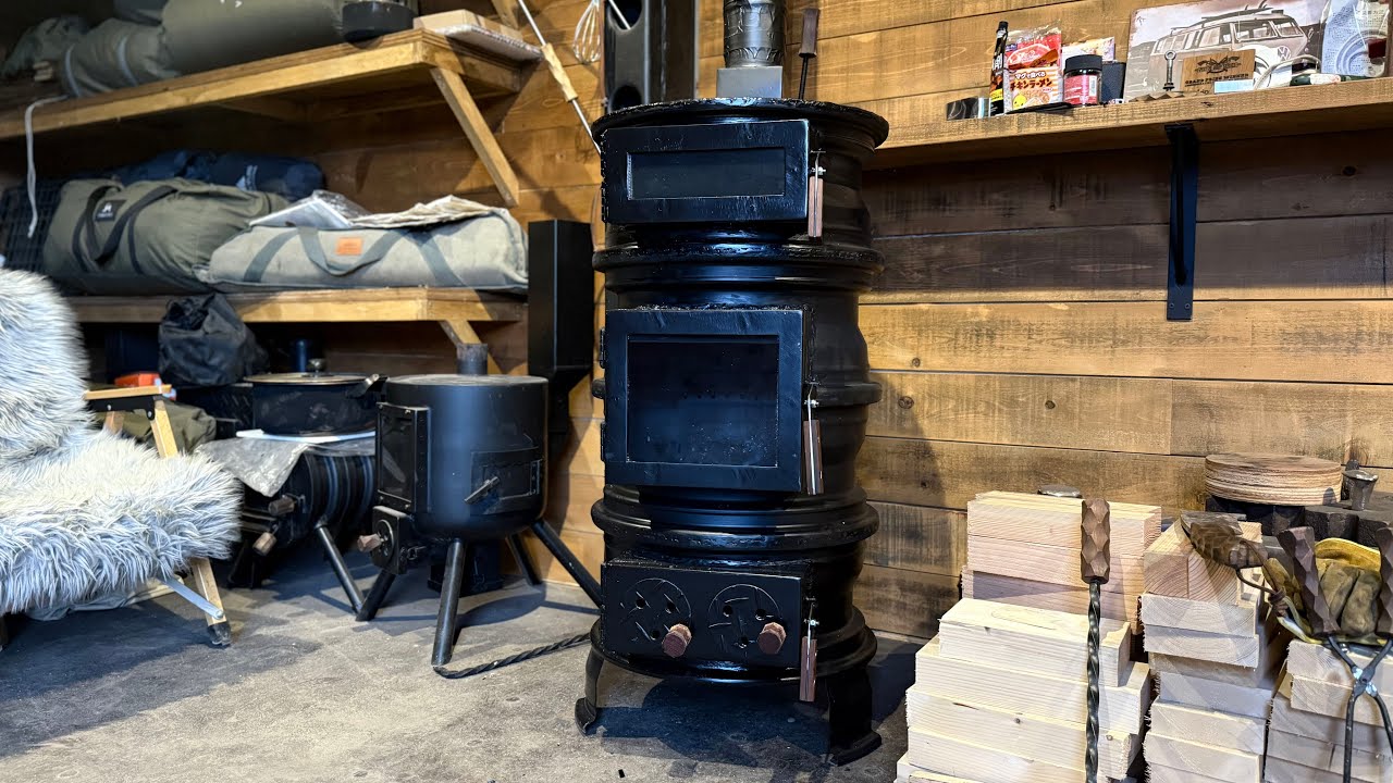 車のホイールで無煙薪ストーブを作る！wood stove from car rims