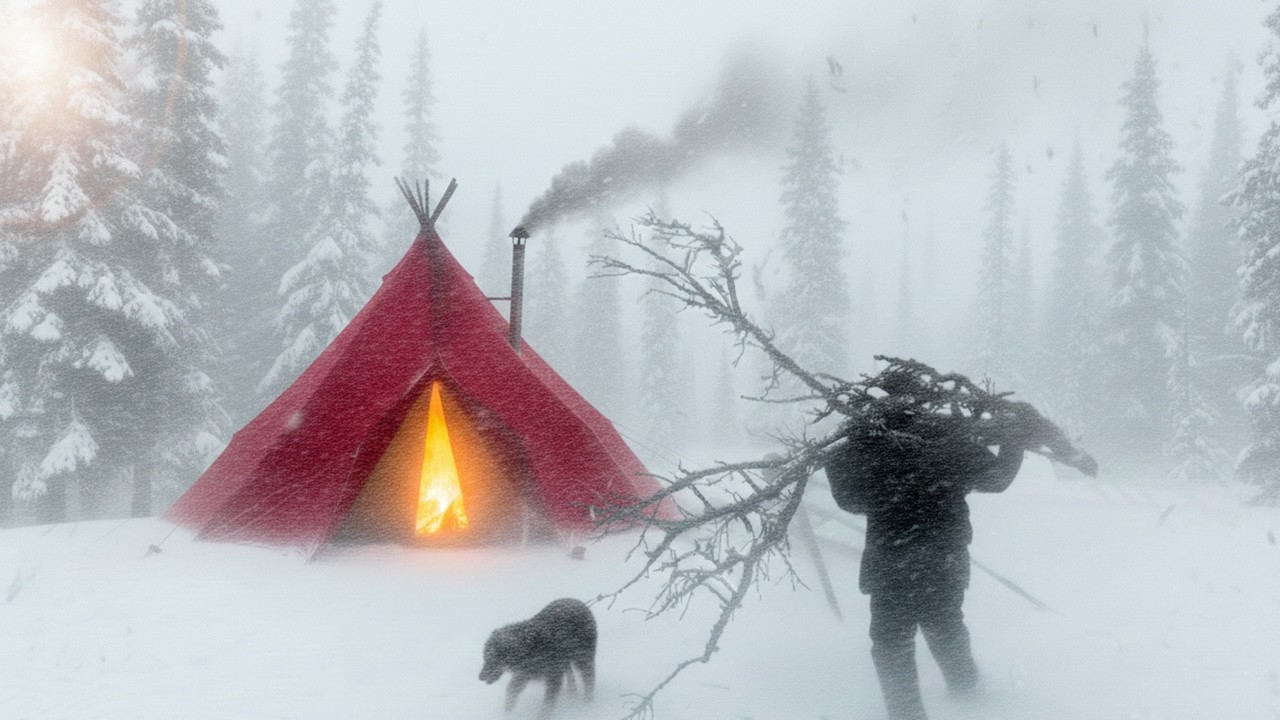 ÜBERLEBEN bei -40°C: Der heftigste SCHNEESTURM meines Lebens! ❄️⚠️ (Winter Camping im Hot Tent)
