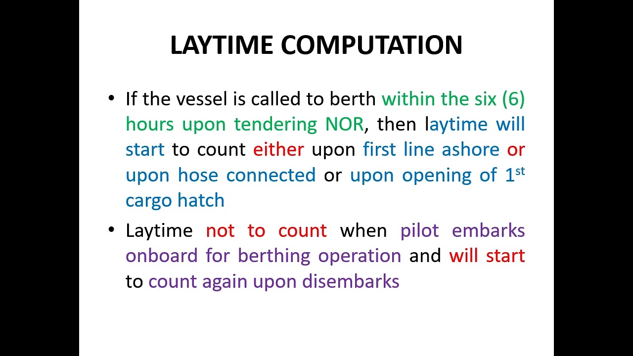 CHARTERING LAYTIME CALCULATION