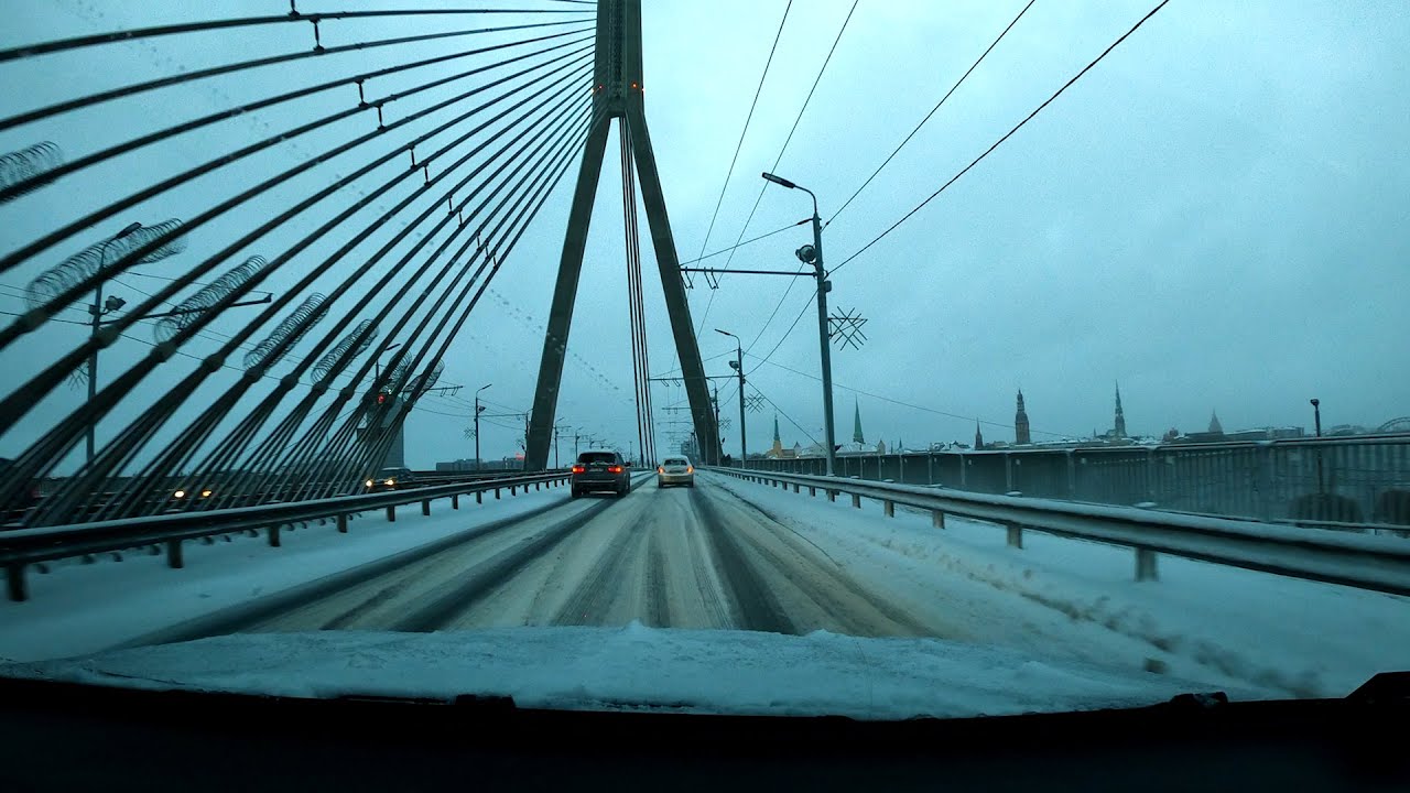 Driving Through Riga In Snow Storm