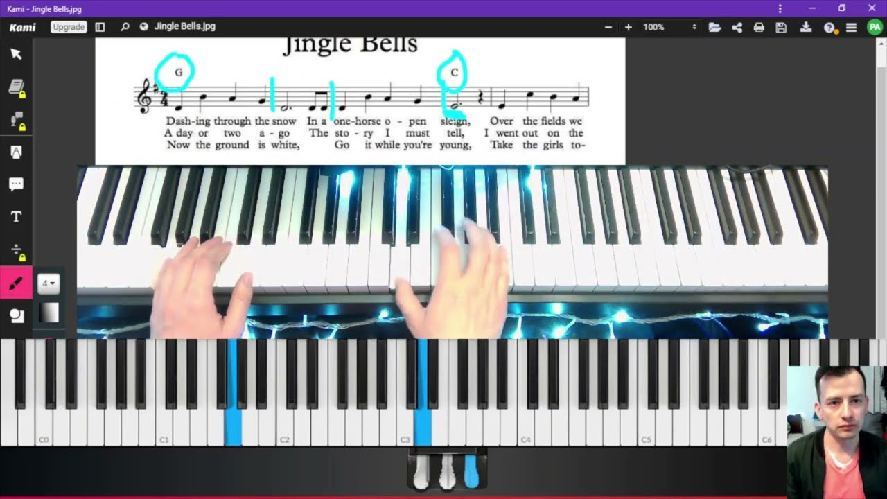 Jingle Bells (Navidad) TUTORIAL EXPLICADO partitura piano PDF versi&oacute;n facil para ni&ntilde;os villancico