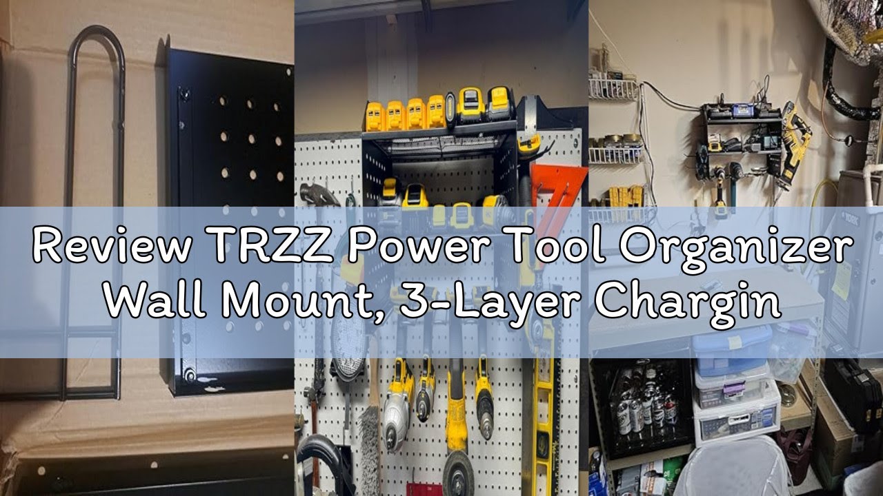 Review TRZZ Power Tool Organizer Wall Mount, 3-Layer Charging Station with 8 Outlets, 6 Drill Holder