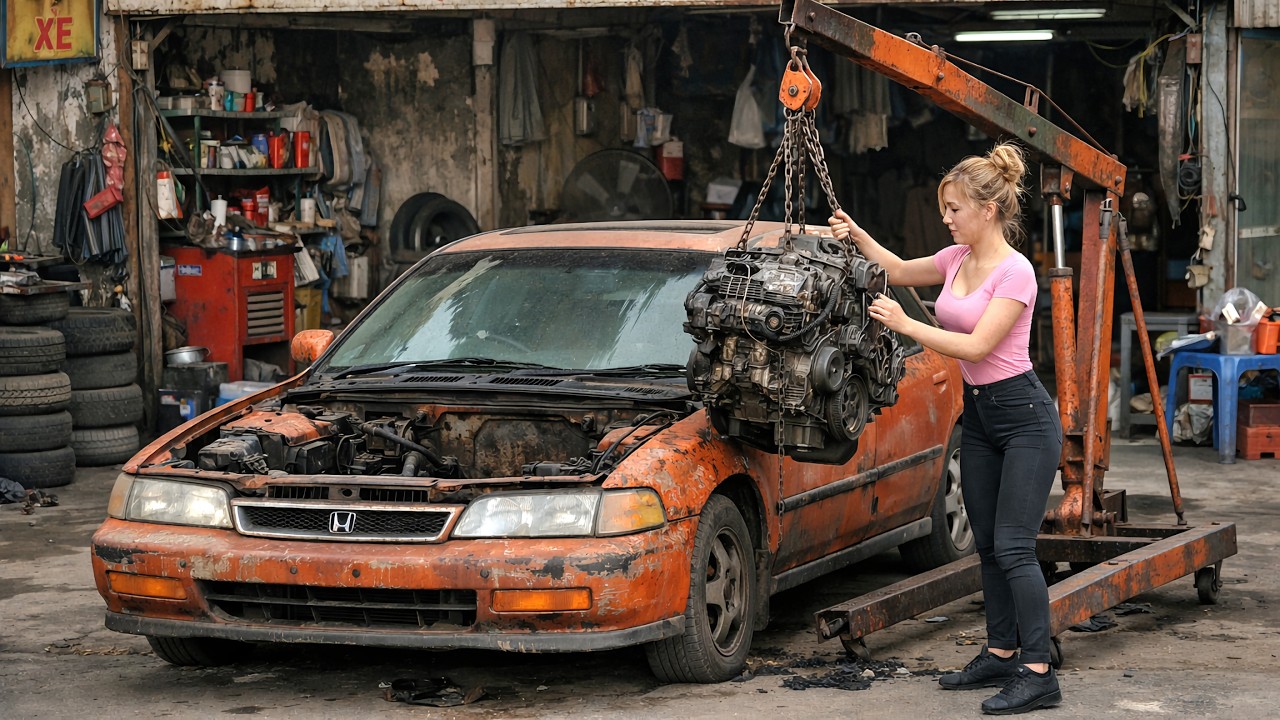 The challenge for the genius girl is to repair and restore her broken 1989 Honda