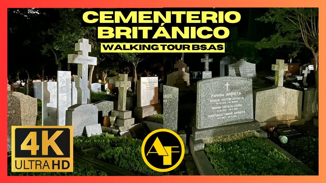 (4K) Walking Tour Bs.As. - Caminata nocturna y aterradora por el CEMENTERIO BRITÁNICO