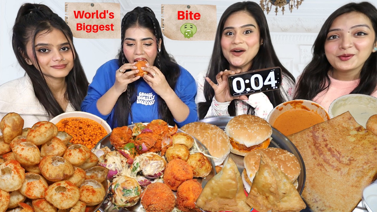 World's Biggest Bite👹 Food Eating Challenge | Golgappa, Momos🔥, Burger, Samosa, Dosa, Uttapam etc..