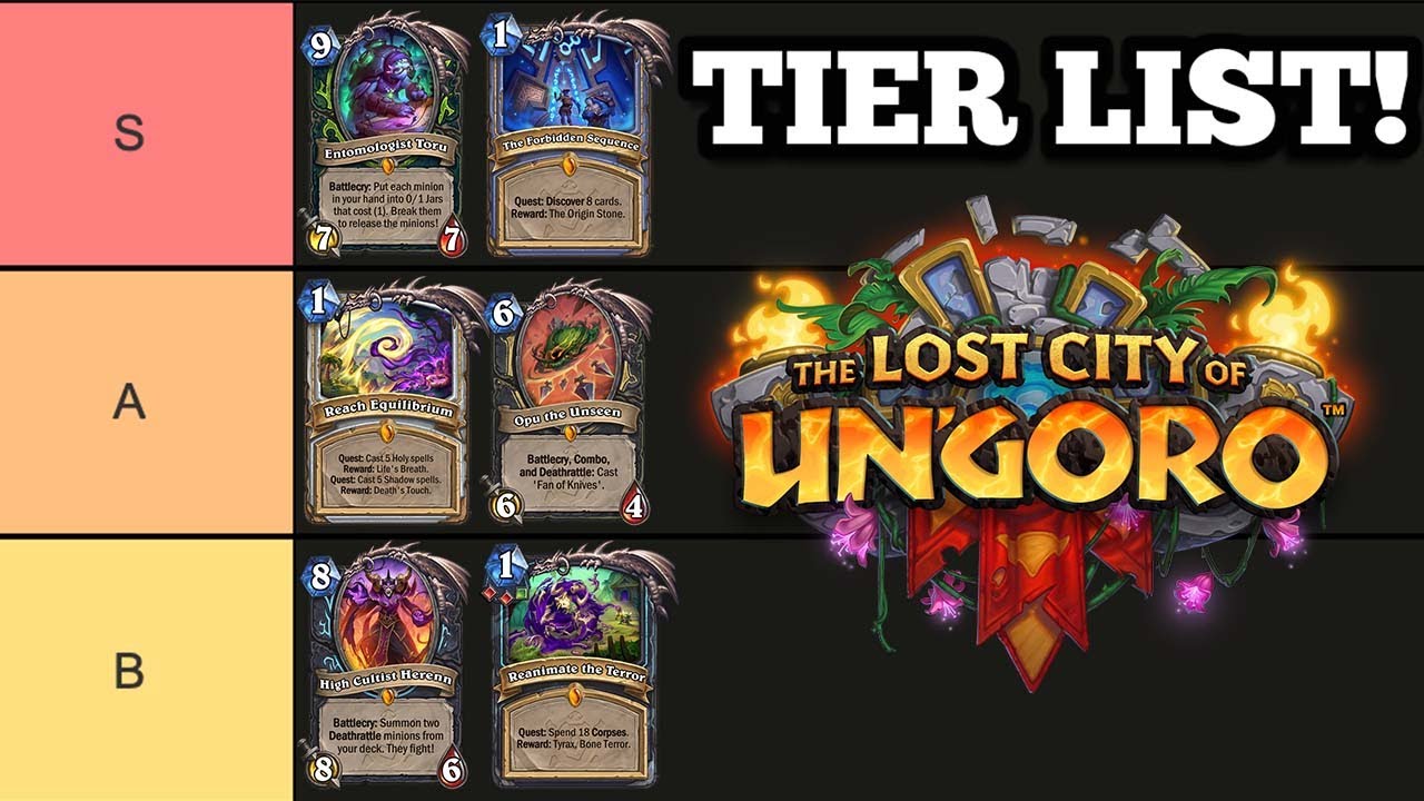 A tier list of EVERY legendary from The Lost City of Un'Goro!