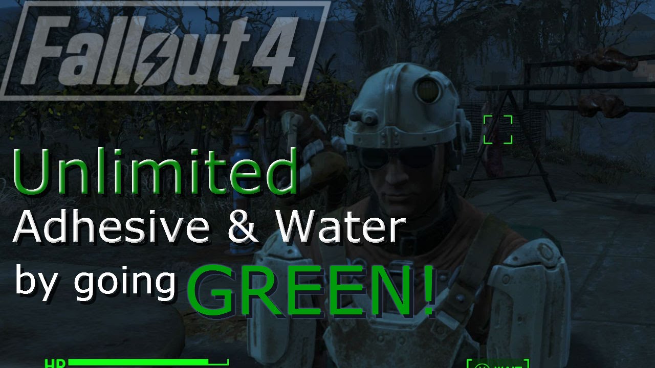 Fallout 4: Unlimited Adhesive / Purified water by going GREEN! (No mods or duplicating)