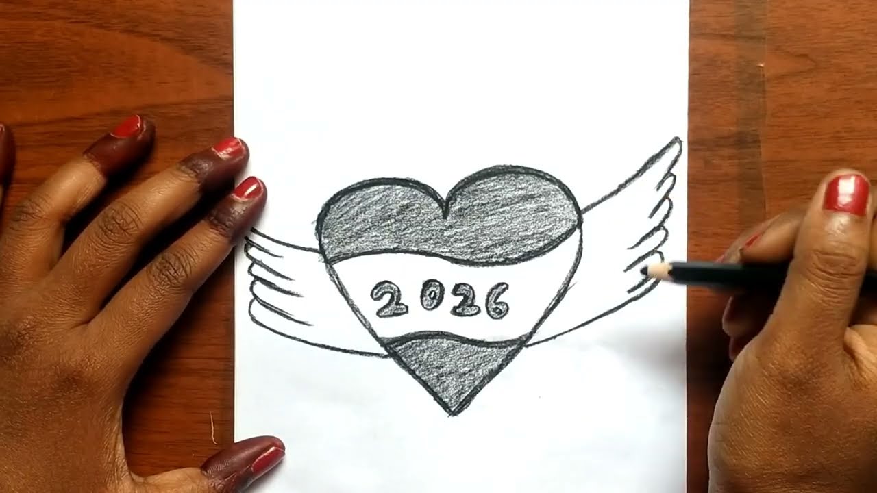 Happy New Year 2026 Drawing | Easy Step by step Pencil Tutorial 