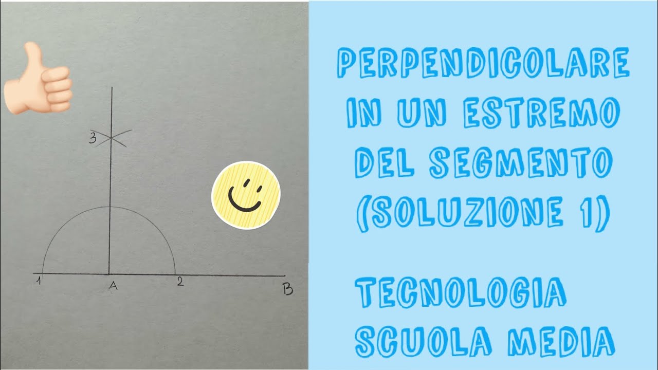 Perpendicolare in un estremo del segmento (soluzione 1) #scuolamedia #tecnologia #disegno