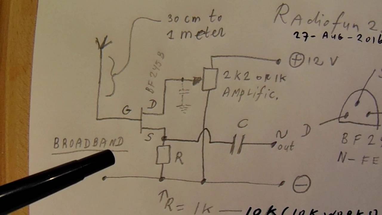 Active antenna for a shortwave radio (schematic with N-FET)