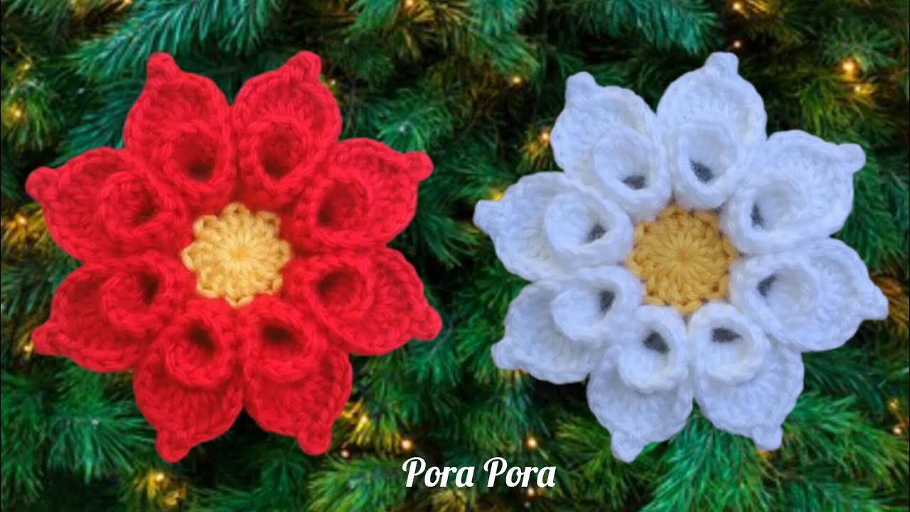 Crochet Poinsettia Flower I Crochet Flower I Crochet Christmas Decorations