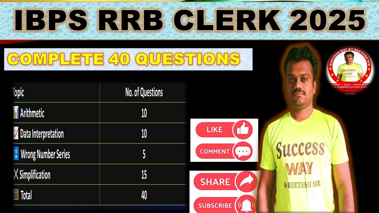 IBPS RRB CLERK COMPLETE EXAM PATTERN BASED QUANT 40 QUESTIONS DISCUSSION  #IBPSRRBCLERK