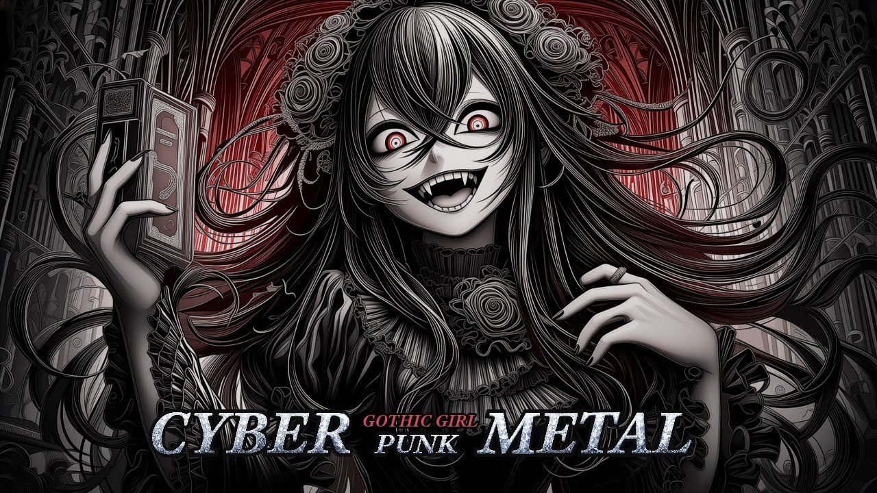 Dark Gothic Girl – Cyberpunk Glitch Metal | Study & Work