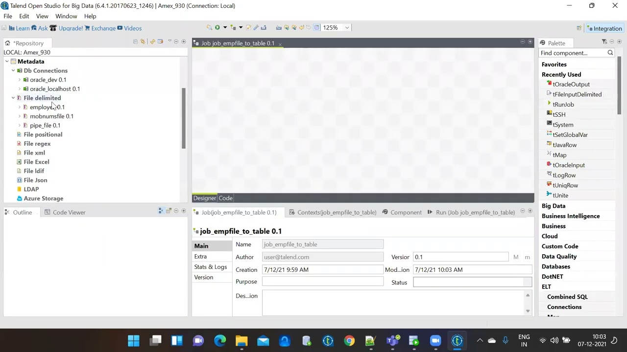 #class2 || Talend Developer ||  one to one